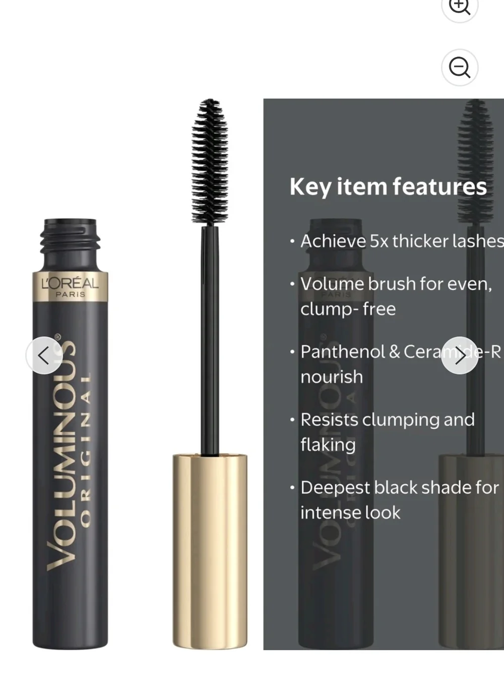 L'Oreal Paris Voluminous Original Mascara, Blackest Black 0.28 Fl Oz New Unseal